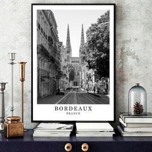Bordeaux Travel Poster Bordeaux Black and White Photo Bordeaux Wall Art Print Bordeaux City Landmark Bordeaux Gift Poster Digital Download