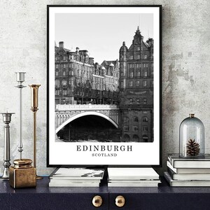 Edinburgh Travel Poster Edinburgh Black and White Photo Edinburgh City Landmark Edinburgh Art Work Edinburgh Gift Poster Digital Download