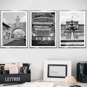 Antigua Conjunto de 3 Guatemala Viajes Impresiones Antigua Foto en blanco y negro Antigua Ciudad Hito Antigua Pared Arte Decoración Antigua Cartel Regalo Arte
