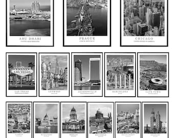 Set of Any Cities Custom Wall Art Home Decor Poster Custom City Black and White Custom City Landmark Custom Travel Print Any Country