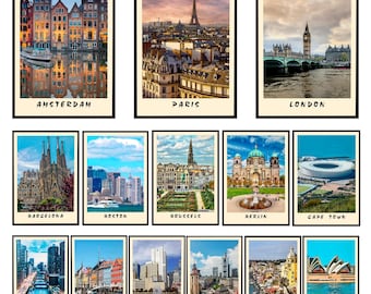 Set of 54 Watercolor Cities Poster Custom Travel Print Home Wall Art Decor  Custom Colored Cities Custom City Landmark Any Country Any City