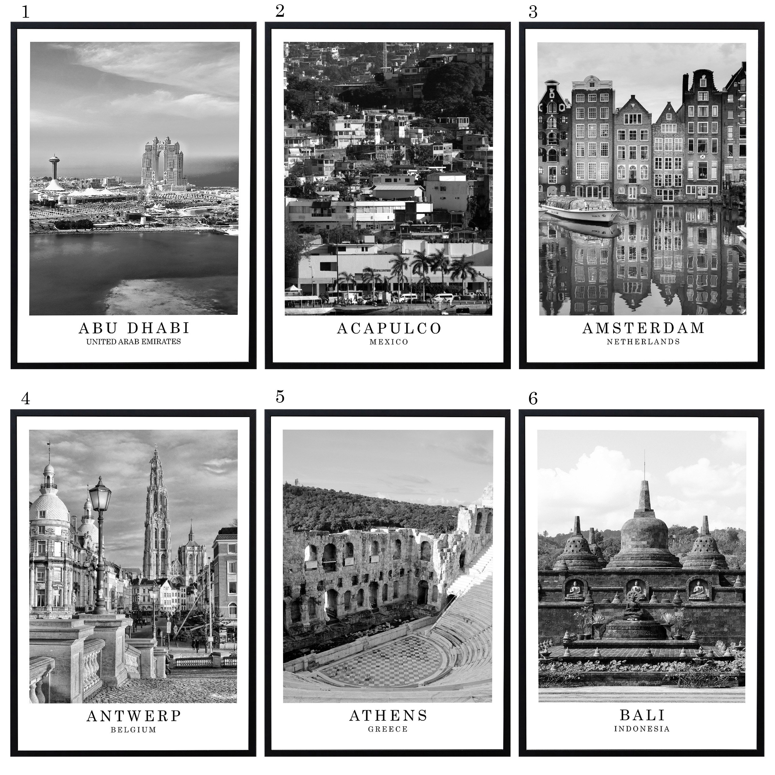 Digital City Wall Art Poster Black and White World City Photo Etsy