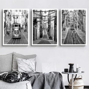 Lisbon Set of 3 Travel Prints Lisbon Black and White Photo Lisbon City Landmark Lisbon Wall Art Poster Lisbon Décor Lisbon Poster Gift Art