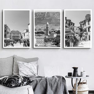 Split 3er-Set Split Schwarzweiß-Foto Split Wahrzeichen Split Poster Split Wandkunst Split Dekor Split Poster Geschenk Kunst