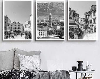 Split Set of 3 Prints Split Black and White Photo Split City Landmark Split Poster Split Wall Art Split Decor Split Poster Gift Art