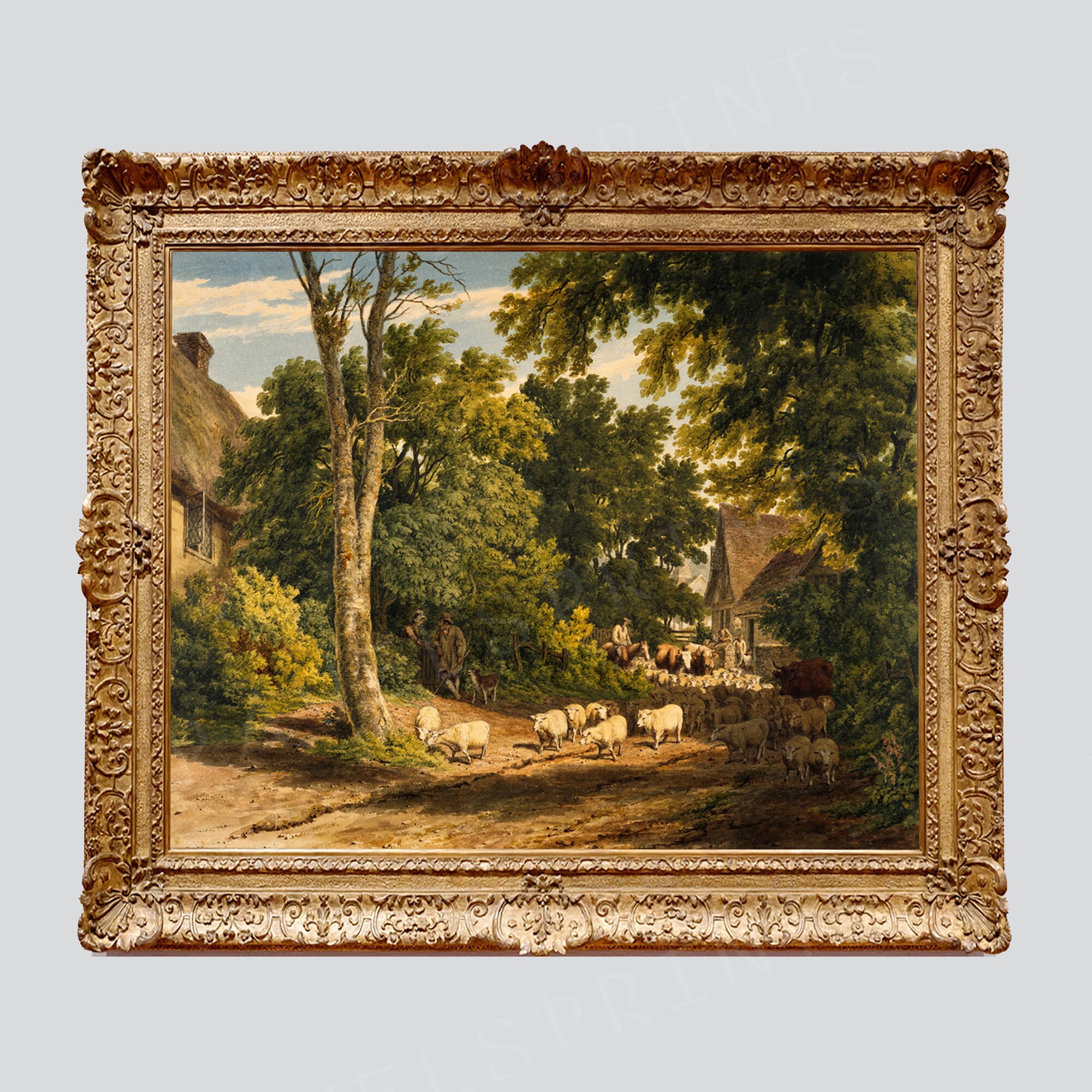 Vintage Farmhouse Wall Art Antique Landscape Painting Etsy