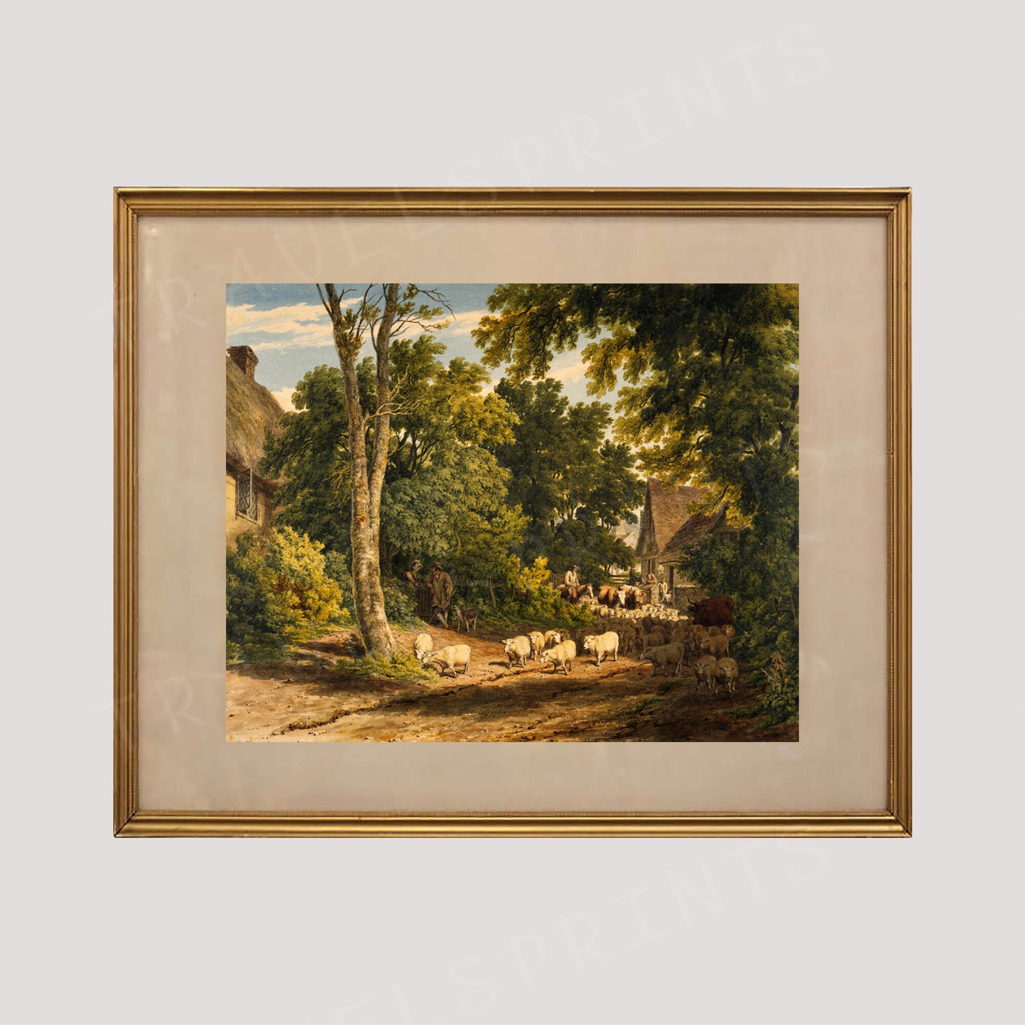 Vintage Farmhouse Wall Art Antique Landscape Painting Etsy