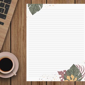 Earthy Monstera Stationery | Letter Writing | Assorted | Lined and Unlined Paper | Instant Digital Download | Printable