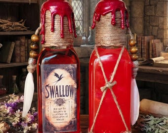The Witcher SWALLOW Decorative Magic Potion Bottle with Swirling Effect / Decor / Replica / Withcraft / Apothecary / Gaming