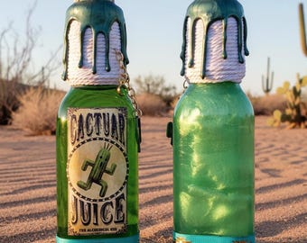 Cactuar Juice Decorative Apothecary Bottle Inspired by Final Fantasy with Magical Swirling Effect / Gaming Decor / Magic Potion