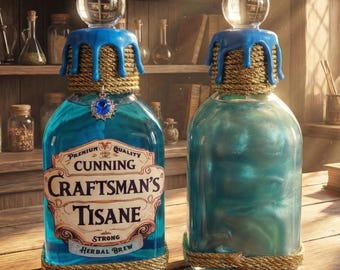 Cunning Craftsman's Tisane - A Final fantasy XIV Online Inspired Potion Bottle with Swirling Effect