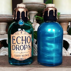 Final Fantasy Inspired ECHO DROPS Potion Bottle with Magical Swirling Effect / Gaming / Replica / Apothecary / Witchcraft / Wizardry / Decor