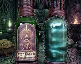 Philter of Dark Enlightenment - A Lovecraft Occult Inspired Color Changing Decorative Potion Bottle