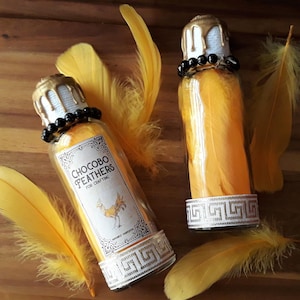 Chocobo Feathers Inspired by Final Fantasy / Crafting Ingredient / Apothecary Bottle / Alchemy / Potion Bottle / Gaming / Decor