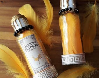 Chocobo Feathers Inspired by Final Fantasy / Crafting Ingredient / Apothecary Bottle / Alchemy / Potion Bottle / Gaming / Decor