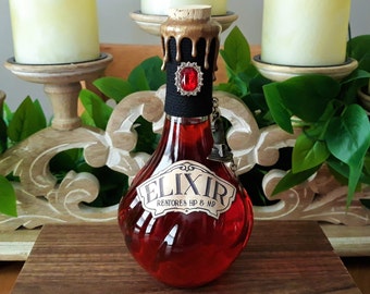FINAL FANTASY Inspired ELIXIR Potion Bottle with Magical Swirling Effect / Gaming / Replica / Apothecary / Witchcraft / Wizardry / Decor