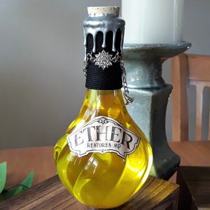 FINAL FANTASY Inspired ETHER Potion Bottle with Magical Swirling Effect / Gaming / Replica / Apothecary / Witchcraft / Wizardry / Decor