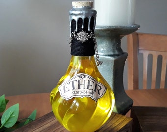 FINAL FANTASY Inspired ETHER Potion Bottle with Magical Swirling Effect / Gaming / Replica / Apothecary / Witchcraft / Wizardry / Decor