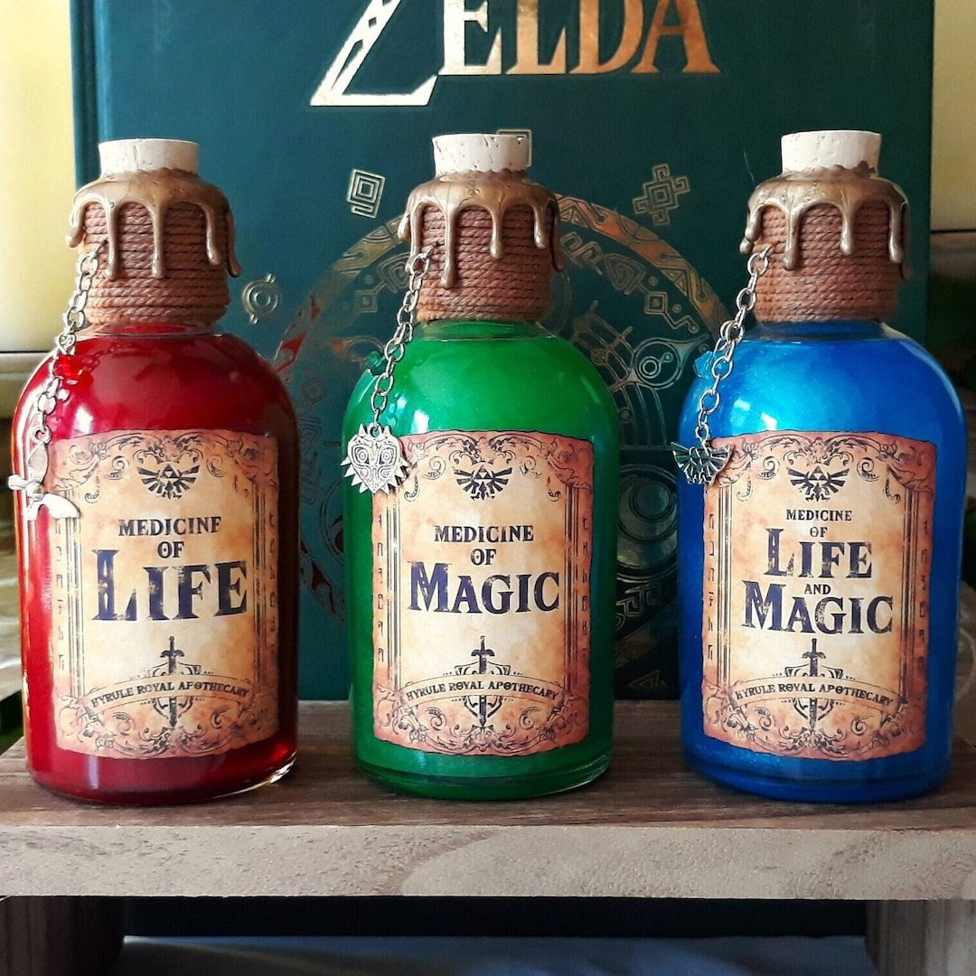 The Legend of Zelda Red, Green and Blue 3 Potion Bundle Inspired by the  Video Games With Magical Swirling Effect / Gaming / Decor / Replica 