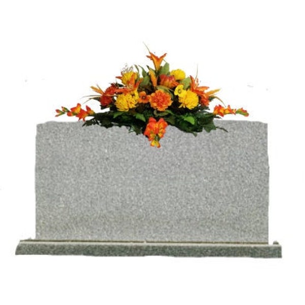 Fall Cemetery Saddle, Tombstone Topper, Pumpkin Cemetary Headstone, Sympathy Flowers