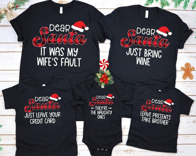 Dear Santa Christmas Shirts 2025 - Family Matching Cousins Crew Holiday T-Shirts & Pajamas