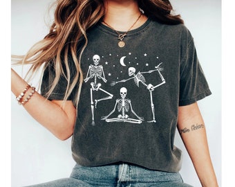 Halloween shirt, Halloween skelet T-shirt, skelet yoga shirt, skelet grappige Halloween T-shirt, skelet, Halloween geschenk, horror T shirt