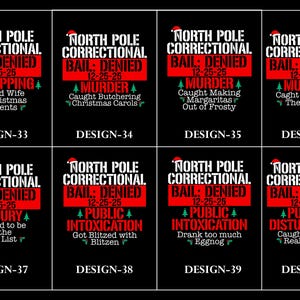 Matching Family Christmas Pajama Shirts, North Pole Correctional, Funny Group Christmas Pajamas, Holiday Tshirts, Xmas Pjs Adult Pyjama Tops image 6