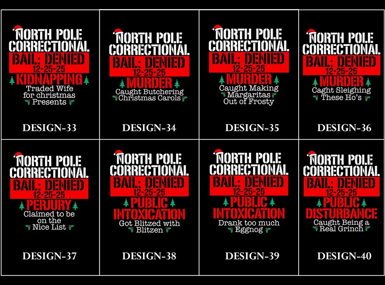Matching Family Christmas Pajama Shirts, North Pole Correctional, Funny Group Christmas Pajamas, Holiday Tshirts, Xmas Pjs Adult Pyjama Tops image 6