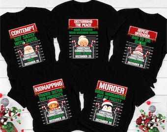 Matching Family Christmas Shirts, North Pole Correctional, Funny Group Christmas Tshirts, Holiday Tshirts, Xmas Festive Mom Dad Kids Tees