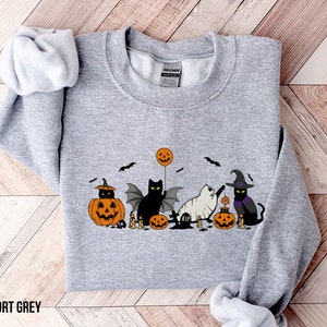 Cat halloween sweatshirt, ghost cat shirt, Halloween Sweater, Halloween Cat Shirt, Cat Lover Shirt, Black Cat Shirt, Spooky Season image 4