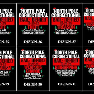 Matching Family Christmas Pajama Shirts, North Pole Correctional, Funny Group Christmas Pajamas, Holiday Tshirts, Xmas Pjs Adult Pyjama Tops image 5