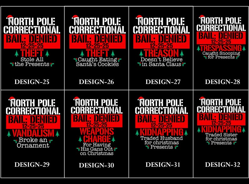 Matching Family Christmas Pajama Shirts, North Pole Correctional, Funny Group Christmas Pajamas, Holiday Tshirts, Xmas Pjs Adult Pyjama Tops image 5