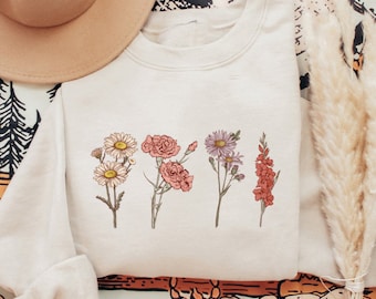 Moletom personalizado com flor de nascimento para mês de nascimento, presente para o dia dos namorados, presente para o dia das mães, presente para a mãe, presente para a mãe da planta, presente para a avó
