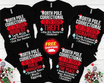 Passende Familien-Weihnachts-T-Shirts, Nordpol-Korrektur, lustige Gruppe-Weihnachtst-T-Shirts, Feiertags-T-Shirts, Weihnachtsfest-Mama-Vater scherzt T-Shirts