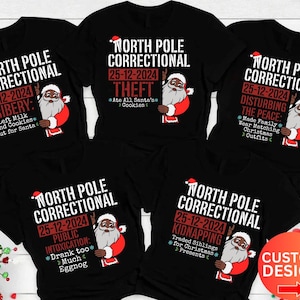 Passende Familien-Weihnachtshemden, lustige Gruppe-Weihnachtshemden, afroamerikanische Familien-Matching, schwarze Weihnachtshemden, Nordpol-Korrektur