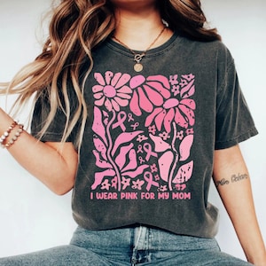 Custom Breast Cancer awareness month shirt, Cancer Support Shirt, I wear pink for breast cancer shirt, Boho floral pink ribbon tshirt