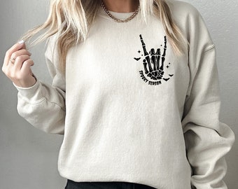 Sudadera de temporada espeluznante, camisa de manos de esqueleto, sudadera de bolsillo de esqueleto, sudadera de grito, camisa de terror, camisa espeluznante, camisa de otoño