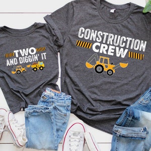 Construction Crew Shirt, Two and Diggin&#39; It, Birthday Boy Shirt, Dump Truck Birthday, Excavator Birthday, Construction Crew Shirt