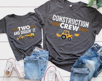 Construction Crew Shirt, Two and Diggin' It, Birthday Boy Shirt, Dump Truck Birthday, Excavator Birthday, Construction Crew Shirt