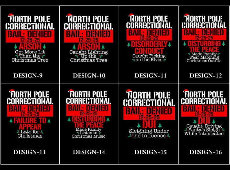 Matching Family Christmas Pajama Shirts, North Pole Correctional, Funny Group Christmas Pajamas, Holiday Tshirts, Xmas Pjs Adult Pyjama Tops image 3