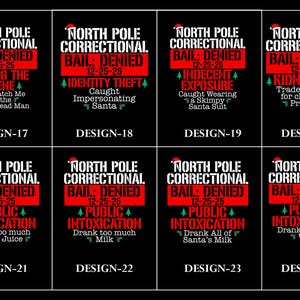 Matching Family Christmas Pajama Shirts, North Pole Correctional, Funny Group Christmas Pajamas, Holiday Tshirts, Xmas Pjs Adult Pyjama Tops image 4