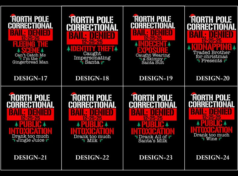 Matching Family Christmas Pajama Shirts, North Pole Correctional, Funny Group Christmas Pajamas, Holiday Tshirts, Xmas Pjs Adult Pyjama Tops image 4