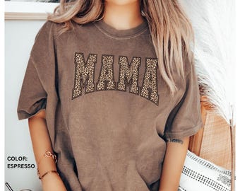 Comfort Colors® Mama-shirt met luipaardprint, moederdagcadeau voor moeder, dochter, shirt mama, retro shirt mama, shirt mama, shirt mama, t-shirt mama voor verjaardag