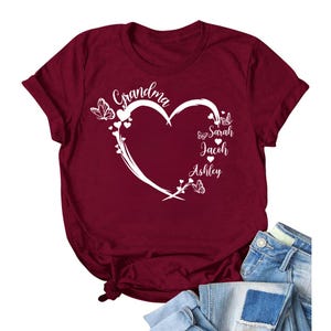 Personalized Grandma Shirt, Grandma Heart Shirt, Nana Shirt Grandkids Name shirt, Gift For Grandma, Mother's Day Shirt, Custom Grandma Shirt