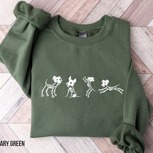 Halloween Skeleton Sweatshirt, Skeleton Dog, Skeleton sweatshirt, Halloween Dog Lover Sweatshirt, Dog Skeleton Sweatshirt, Spooky Sweater