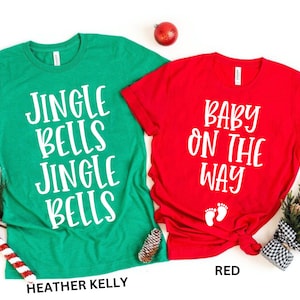 Couples Christmas Pregnancy Announcement Shirts, JINGLE BELLS Christmas Pregnancy Announcement Shirt, Couples Pregnancy Reveal Shirts