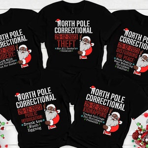 Nordpol Weihnachten passendes Familien-T-Shirt, kundenspezifisches Nordpol-Korrektur-Weihnachtshemd, lustiges Gruppen-Weihnachtshemd, kundenspezifisches Nordpol-T-Stück