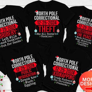 Passende Familien-Weihnachts-T-Shirts, Nordpol-Korrektur, lustige Gruppe-Weihnachtst-T-Shirts, Feiertags-T-Shirts, Weihnachtsfest-Mama-Vater scherzt T-Shirts