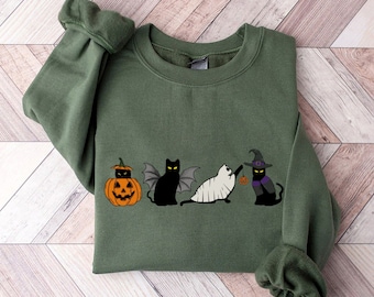Buy Cat Halloween Sweatshirt, Ghost Cat Shirt, Halloween Sweater
