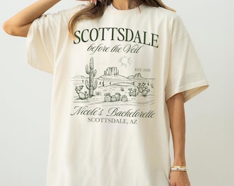 Camiseta de despedida de soltera en Scottsdale, camisetas personalizadas para despedida de soltera en el desierto, Scottsdale Before the Veil, camiseta personalizada del club de cócteles Bach